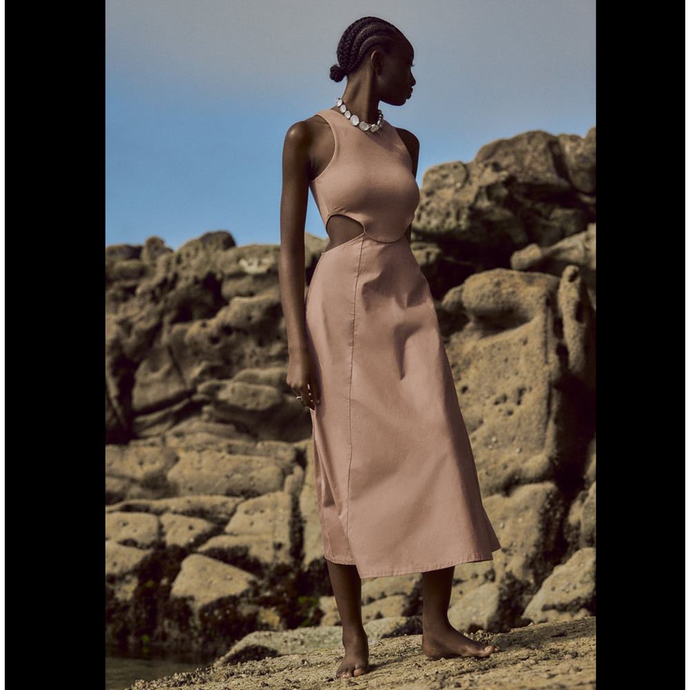 ZARA Cut-Out Midi Dress NWT - Picture 14 of 16
